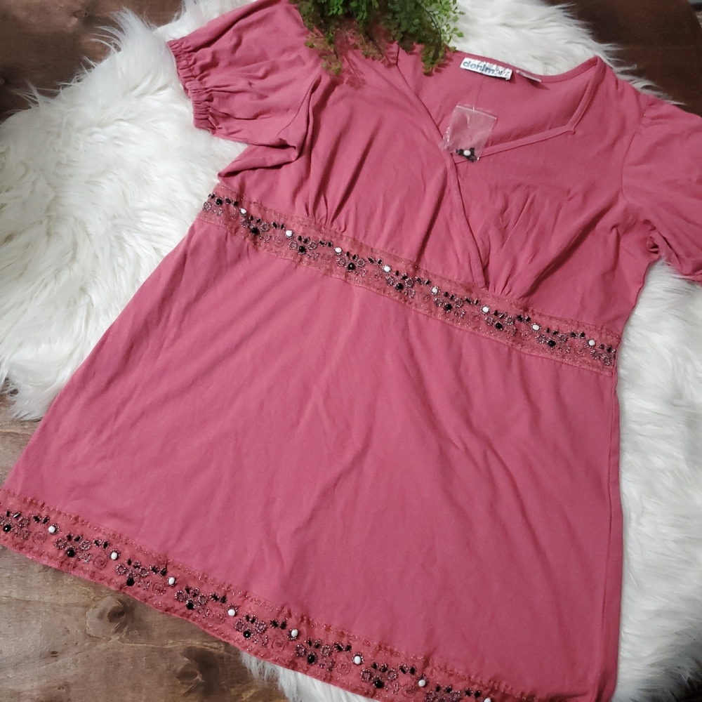NWOT Denim 24/7 Wildrose Embellished Tunic